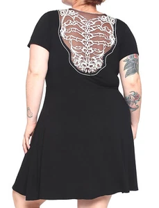 BNWT Hot Topic Midnight Hour Plus SZ 2(18/20) Black Mesh Lace Skull Cutout Dress - Picture 1 of 6