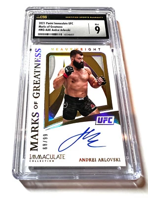 ANDREI ARLOVSKI  2021 Panini Immaculate UFC Marks of Greatness CSG 9 Auto 68/99 - Image 1 of 2