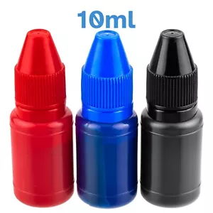 3x 10ml Black Blue Red Self Inking Stamps Refill Pads Office Equipment Supply - Picture 1 of 8