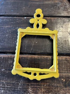 Vintage Cast Iron Square Trivet Frame Yellow Taiwan Made As Is - Picture 1 of 4