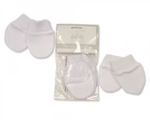 Baby Cotton Scratch Mittens - Pack of 2 or 4 P- Size Newborn - White Pink Blue - Picture 1 of 7