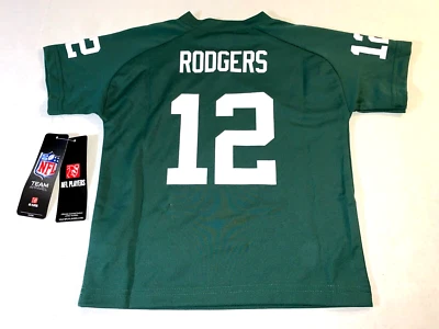 Camiseta de fútbol americano Aaron Rodgers Green Bay Packers #12 NFL ¡NUEVA! Nuevo con etiquetas para niños pequeños 4T Foto 1 de 2