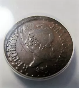 1797-98 FRANCE 1 CENTIME LAN6-A DOUBLE STRIKE ERROR 2ND STRIKE 50% OFF CENTER - Picture 1 of 3