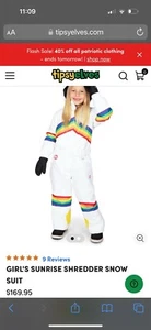 NWT Girls Medium Tipsy Elves Sunrise Rainbow White Shredder Snow Ski Suit - Picture 1 of 23