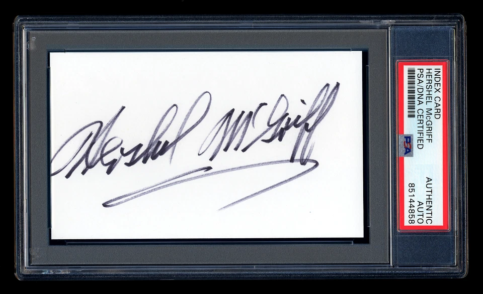 HERSHEL McGRIFF SIGNED MINT INDEX CARD PSA/DNA AUTOGRAPHED NASCAR HALL OF FAME - Image 1 of 1
