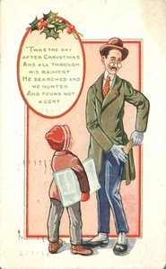 Twas the Day After Christmas and Not a Penny Was Found Comic 1921 Postcard - Imagen 1 de 2