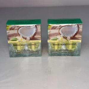 Bath & Body Works Waikiki Beach Coconut Wallflower Refill Lot of 2 Packs 4 Bulbs - Picture 1 of 3