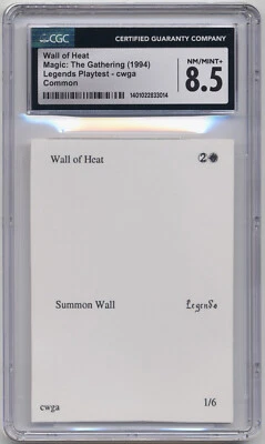 Graded Wall of Heat CGC 8.5 Legends Playtest Card 1994 WOTC MTG Magic Vintage! - Image 1 of 2