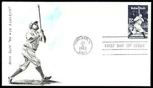 1983 Babe Ruth FDC "He Was Baseball" Vaughn Hord Hand Painted Cachet - Picture 1 of 2