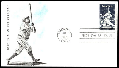 1983 Babe Ruth FDC "He Was Baseball" Vaughn Hord Hand Painted Cachet - Image 1 of 2