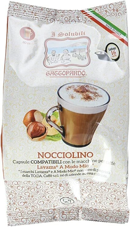 128 Capsule Nocciolino Solubile TO.DA Gattopardo Compatibili A Modo Mio TODA