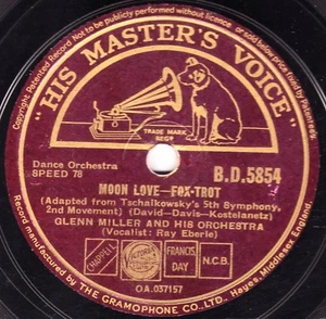 Nice 1944 Glenn Miller 78 Moon Love / Sold American GB Hmv Bd 5854 E / E - Foto 1 di 1