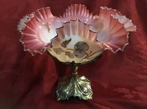 Antigua pieza central victoriana de placa de plata para novias cesta libélulas Epergne - Imagen 1 de 11