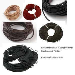 1-2 Meter Rindslederkordel Lederkordel 1,8-4,8 mm rot schwarz braun - Bild 1 von 9