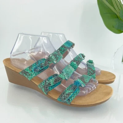 Vionic Women's Dwyn Sandal Size 10 Wedge Heel Slide Snake Patent Triple Strap - Image 1 of 4