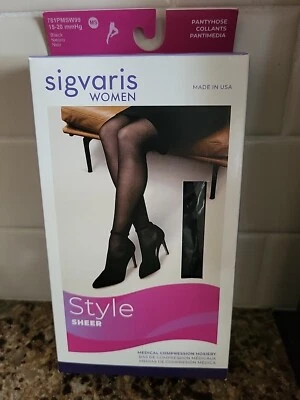 Pantimedias transparentes para mujer Sigvaris negras 15-20 mmHg talla SM NUEVAS EN CAJA Foto 1 de 4