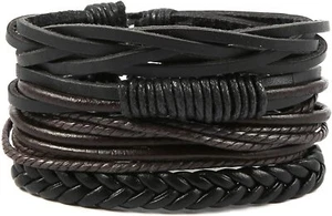 Wrap Bracelets Men Women Hemp Cords Ethnic Tribal Bracelets Leather Wristbands - Picture 1 of 16