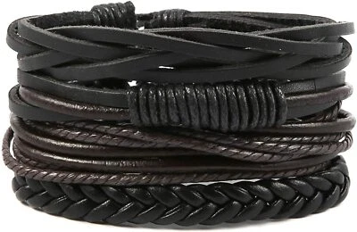 Wrap Bracelets Men Women Hemp Cords Ethnic Tribal Bracelets Leather Wristbands - Image 1 of 4
