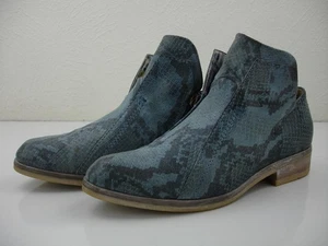 Women's 8.5 9 39 MJUS Blue Snakeskin Embossed Leather Boots Booties Shooties Zip - Picture 1 of 14