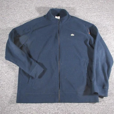 Chaqueta Lacoste Para Hombre Extra Grande Azul Marino Cremallera Completa Vellón Cuello Simulado Logo Bolsillos Foto 1 de 4