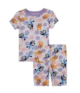 Bluey & Bingo Mädchen 2-teiliges Pyjama-Set mit verspielten Punkten - Kurzarm Oberteil mit Rundhalsausschnitt... - Bild 1 von 3