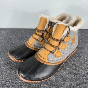 Sorel Women's Out N About Waterproof Duck Boots Gray Felt Leather Size 11 Clean - Picture 1 of 11