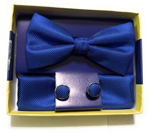 Juego de pajarita y pañuelo gemelos azules a juego Umo Lorenzo nuevo en caja - Imagen 1 de 2