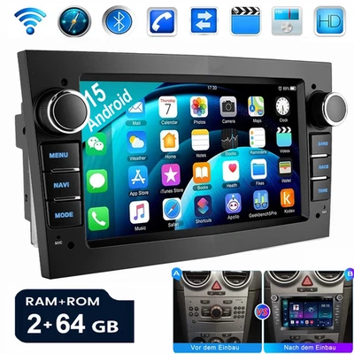 Android 15 Für Opel Astra H Corsa C/D Vectra C Zafira Autoradio GPS NAVI 2+64GB - Bild 1 von 4