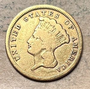 Princesa de oro circulada de $3 de 1854 - Imagen 1 de 2