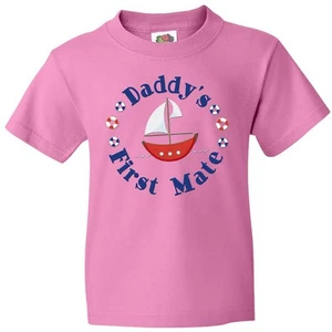 Inktastic Daddy's First Mate Youth T-Shirt Sailboat Daddy Fathers Day Dad Tee - Picture 1 of 3
