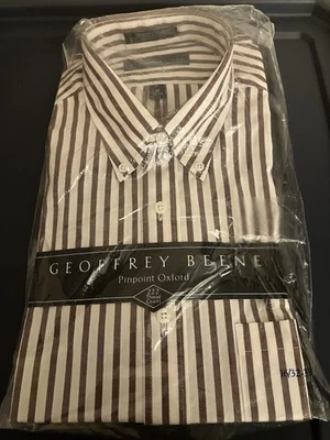 Men’s Shirt Geoffrey Beene Size 16/32-33 New In Package White With Stripes - Image 1 of 4