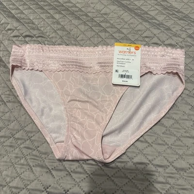 Warners 比基尼内裤粉色设计 S 码超细纤维带蕾丝 — 第 1/2 张图片