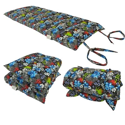 Full Floor Rolling Futon Mattress, Cotton Shikifuton 3x 54 x 80 Tropical Blue - Image 1 of 4