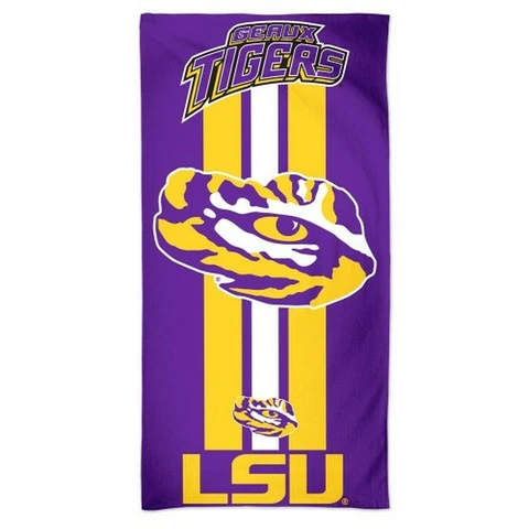 NCAA LSU Tigers GEAUX TIGERS 30" x 60" Team Logo Beach Bath Towel -New Cover