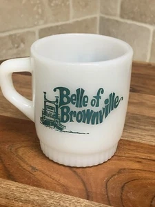 VINTAGE FIRE KING BELLE OF BROWNVILLE RETRO COFFEE MUG (21C) - Picture 1 of 4