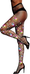 Sexy Sparkle Rhinestone Fishnet Tights – High Waist Glitter Mesh Stockings - Picture 1 of 104