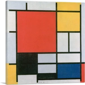 Komposition in Rot, Gelb, Blau und Schwarz 1921 Leinwand Kunstdruck Piet Mondrian - Bild 1 von 11