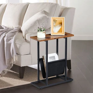 Narrow End Table Living Room Bedside Table Thin Side Table W/ Storage Holers - Picture 1 of 14