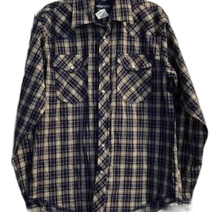 Wrangler Western Shirts BOYS Plaid Long Sleeve Pocket Snap Buttons XLARGE - Picture 1 of 2