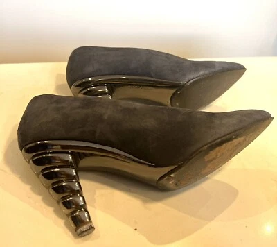 Walter Steiger Leather Shoes Spiral Heel Black 7 B Women Heels - Image 1 of 4