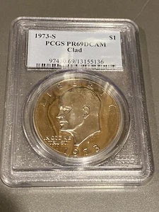 1973 S Clad Eisenhower Dollar PF 69 ultra cameo - Picture 1 of 2