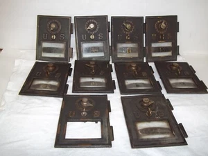 SR  Lot of 10 Brass US Post Office Mail Box Doors with Combination Lock Vintage - Picture 1 of 7