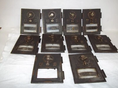 SR  Lot of 10 Brass US Post Office Mail Box Doors with Combination Lock Vintage - Image 1 of 4