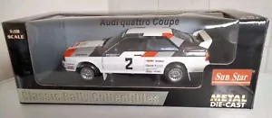 Sun Star 1/18 4185 Audi Quattro Sport Coupé H.Mikkola Rally di Svezia 1981 GRATIS PP - Foto 1 di 8