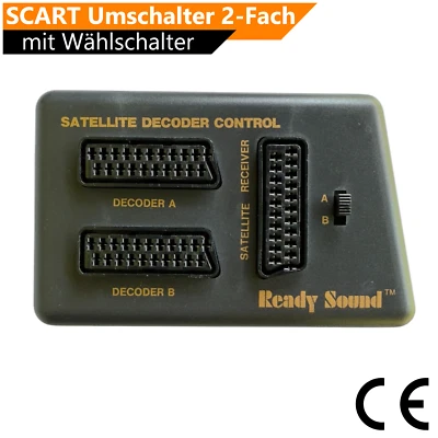 SCART Umschalter 2-Fach mit Wählschalter AV / TV Skart Verteiler Schwarz - Bild 1 von 4