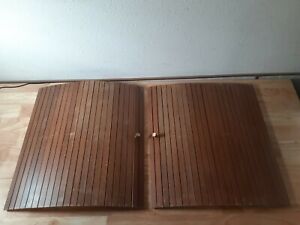 2 Vintage Mid Century Hutch Cabinet Sliding Slat Door Slides