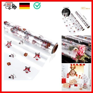 Klares Cellophan Geschenkfolie Transparent Rolle,40CM x 30M Weihnachten Muste... - Bild 1 von 11
