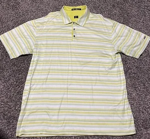 Tiger Woods Collection Polo Mens  XL  Yellow Green White  Snap Up Golf Shirt - Picture 1 of 4