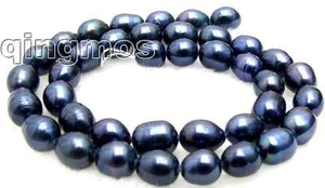 SALE 8-9mm Super luster Black natural Rice pearl Strand 14”-los460 Free shipping - Picture 1 of 1
