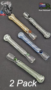Paquete de 2: pipas de tabaco de vidrio de 4" - Glass One Hitter 04 - Imagen 1 de 5